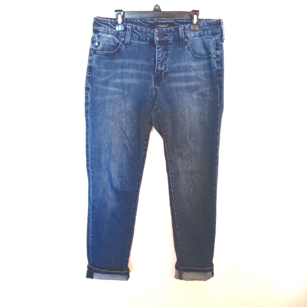 Liverpool Jeans Women's Crop Midrise Slim Denim in Medium Dark Wash Size 6